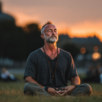 Старша жінка займається йогою